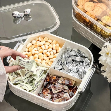 Khay Đựng Bánh Kẹo Vân Kim Cương Chia Ngăn, Hộp Mứt Hoa Quả Tết 2.026 Nắp Núm Tròn Chống ẩm 6 Khay Đựng Bánh Kẹo Vân Kim Cương Chia Ngăn, Hộp Mứt Hoa Quả Tết 2.026 Nắp Núm Tròn Chống ẩm 6
