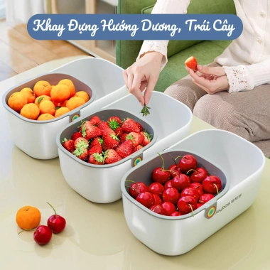 Khay Đựng Đồ Ăn Vặt 2 Tầng Hướng Dương - Rổ Lọc Nước, Đựng Trái Cây, 55.000₫