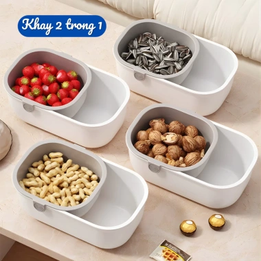 Khay Đựng Đồ Ăn Vặt 2 Tầng Hướng Dương - Rổ Lọc Nước, Đựng Trái Cây, 55.000₫