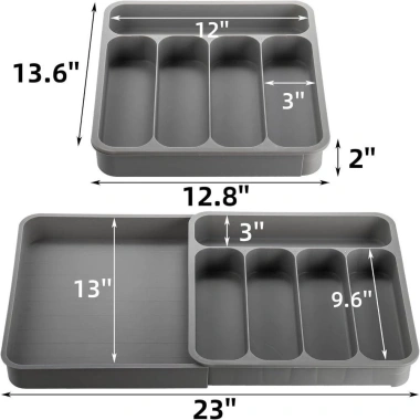 Khay đựng dụng cụ mở rộng 6 ngăn nhựa - Tiết kiệm không gian, giữ dao kéo, thìa nĩa - 213.180₫ 2