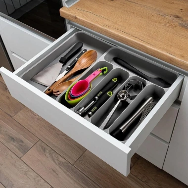 Khay đựng dụng cụ mở rộng 6 ngăn nhựa - Tiết kiệm không gian, giữ dao kéo, thìa nĩa - 213.180₫ 4