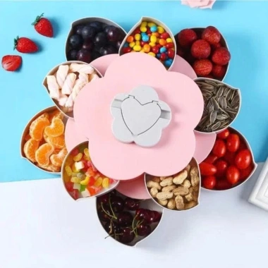 Khay đựng mứt bánh kẹo Tết 2 tầng 10 cánh xoay 360 độ - Trưng bày đẹp, chỉ 95.000 VND