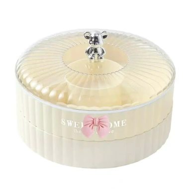 Khay Đựng Mứt Bánh Kẹo Tết Nhựa 3/2 Tầng Ngăn Trong Suốt + Nơ Hồng, Giá 199.000₫