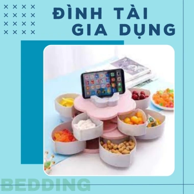 Khay Đựng Mứt Tết 2 Tầng 10 Cánh Xoay kèm Khe Đỡ Điện Thoại - Giá 95.000đ Giảm Đặc Biệt