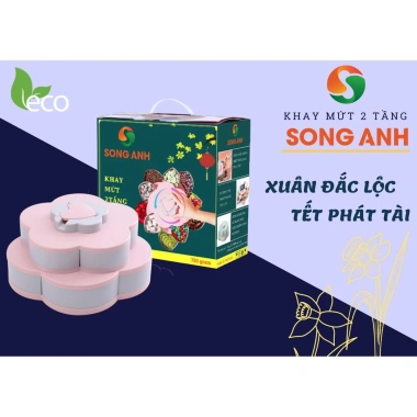 Khay Đựng Mứt Tết 2 Tầng 10 Cánh Xoay kèm Khe Đỡ Điện Thoại - Giá 95.000đ Giảm Đặc Biệt