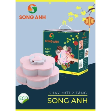 Khay Đựng Mứt Tết 2 Tầng 10 Cánh Xoay kèm Khe Đỡ Điện Thoại - Giá 95.000đ Giảm Đặc Biệt