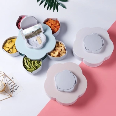 Khay Đựng Mứt Tết 2 Tầng 10 Cánh Xoay kèm Khe Đỡ Điện Thoại - Giá 95.000đ Giảm Đặc Biệt