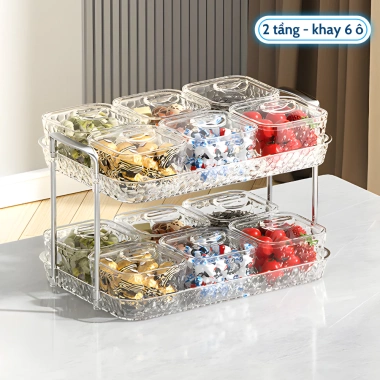 Khay Đựng Mứt Tết 2 Tầng Vân Kim Cương Cấp: Hộp Bánh Kẹo Trái Cây, 227.999₫ 9