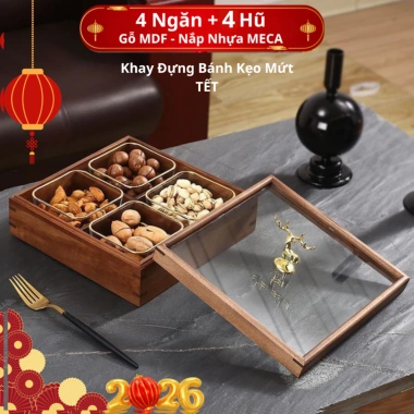 Khay Đựng Mứt Tết 6 Ngăn Gỗ Óc Chó Bền Đẹp, Kèm 6 Hũ Cao Cấp, Hộp Bánh Kẹo Sang Trọng Giá 120.000 VND 8 Khay Đựng Mứt Tết 6 Ngăn Gỗ Óc Chó Bền Đẹp, Kèm 6 Hũ Cao Cấp, Hộp Bánh Kẹo Sang Trọng Giá 120.000 VND 8