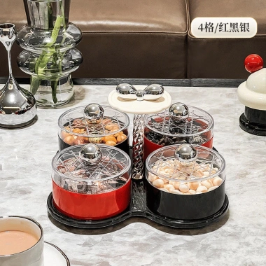 Khay Đựng Mứt Tết GONHOUSE Xoay 360 Độ Nhựa Có Nắp Đậy Chống Bụi Chống Ẩm - Giá 79.000 VND