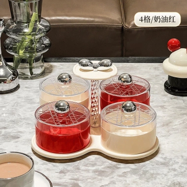 Khay Đựng Mứt Tết GONHOUSE Xoay 360 Độ Nhựa Có Nắp Đậy Chống Bụi Chống Ẩm - Giá 79.000 VND