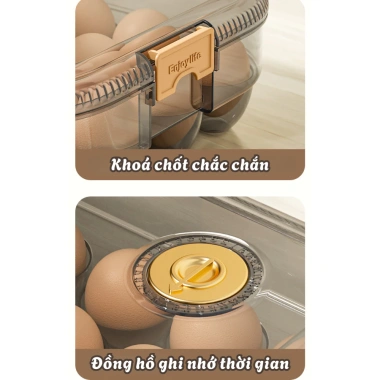 Khay đựng trứng 24 ô GADI nhựa PP có nắp đậy - Bảo quản tủ lạnh, an toàn, vệ sinh, xếp chồng tiện lợi, 73.000đ