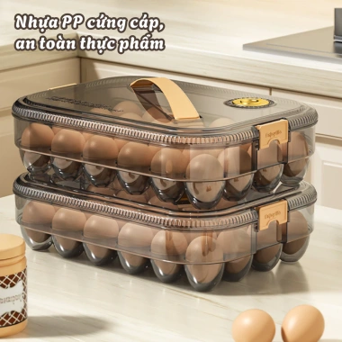 Khay đựng trứng 24 ô GADI nhựa PP có nắp đậy - Bảo quản tủ lạnh, an toàn, vệ sinh, xếp chồng tiện lợi, 73.000đ