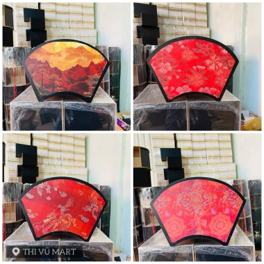 Khay Gỗ Hình Quạt Đẹp Sang Trọng - Giỏ Quà Tết Dễ Dùng, In Decal, Giá Ưu Đãi 105k