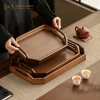 Khay gỗ nâu tay cầm chữ Nhật Decor - Khay gỗ chuyên dụng đựng ấm chén, bánh ngọt, khay bê, giá ưu đãi 200k