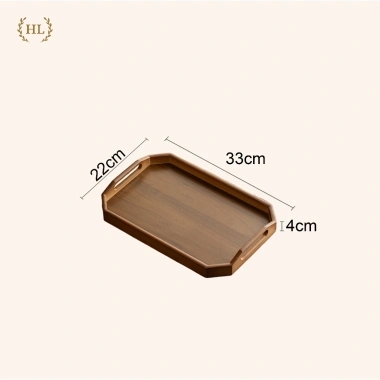 Khay gỗ nâu tay cầm chữ Nhật Decor - Khay gỗ chuyên dụng đựng ấm chén, bánh ngọt, khay bê, giá ưu đãi 200k 8