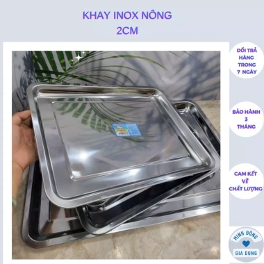 Khay inox cao cấp sâu 2cm - Nhiều kích cỡ, bền chắc, phù hợp nông trại, giá ưu đãi 40.000đ