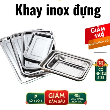 Khay inox đựng thực phẩm sâu 2-4.8cm, mâm cơm, nướng bánh - Giá chỉ 35.000₫