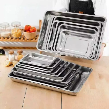 Khay inox đựng thực phẩm sâu 2-4.8cm, mâm cơm, nướng bánh - Giá chỉ 35.000₫