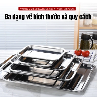 Khay inox đựng thực phẩm sâu 2-4.8cm, mâm cơm, nướng bánh - Giá chỉ 35.000₫