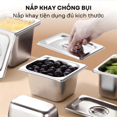 Khay inox Gorilla Chef 0.5‑9L có nắp – Đựng thực phẩm, topping bền bỉ, giá 35.000₫ 5 Khay inox Gorilla Chef 0.5‑9L có nắp – Đựng thực phẩm, topping bền bỉ, giá 35.000₫ 5