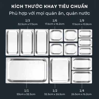 Khay inox Gorilla Chef 0.5‑9L có nắp – Đựng thực phẩm, topping bền bỉ, giá 35.000₫