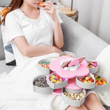 Khay Mứt & Hộp Đựng Bánh Kẹo Tết Hình Bông Hoa 2 Tầng 10 Cánh - Giá Đỡ Điện Thoại, Giá Ưu Đãi 56k 6