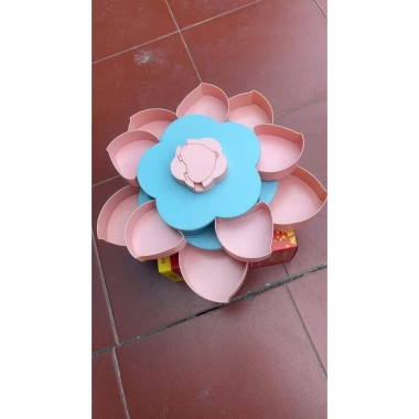 Khay Mứt & Hộp Đựng Bánh Kẹo Tết Hình Bông Hoa 2 Tầng 10 Cánh - Giá Đỡ Điện Thoại, Giá Ưu Đãi 56k 9