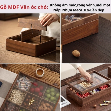 Khay mứt Tết cao cấp 4 và 6 ngăn, đựng bánh kẹo tiện lợi - Giá chỉ 280.000đ