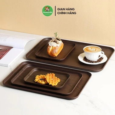 Khay Nhựa PP Chữ Nhật Tối Màu Sang Trọng - Giả Gỗ Decor, Phù Hợp Quán Cafe, Nhà Hàng - 19.250₫ 2