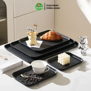 Khay Nhựa PP Chữ Nhật Tối Màu Sang Trọng - Giả Gỗ Decor, Phù Hợp Quán Cafe, Nhà Hàng - 19.250₫ 3