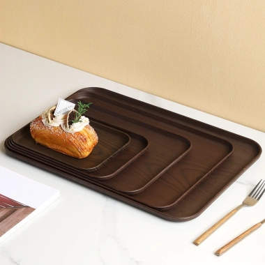 Khay Nhựa PP Chữ Nhật Tối Màu Sang Trọng - Giả Gỗ Decor, Phù Hợp Quán Cafe, Nhà Hàng - 19.250₫ 9