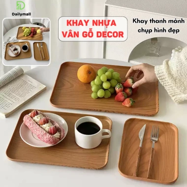 Khay nhựa vân gỗ Dailymall - Đồ ăn, quán cafe, nhà hàng, chụp ảnh, giảm giá 27k