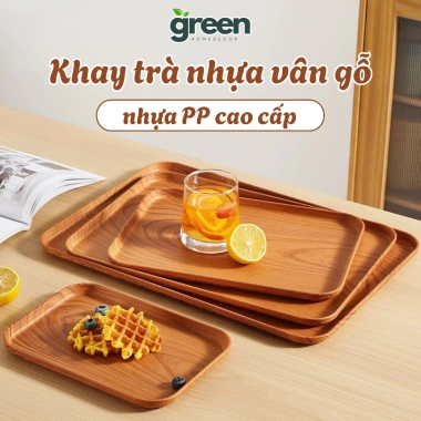 Khay Nhựa Vân Gỗ Sang Trọng - Đựng Bánh Kẹo, Trái Cây, Cafe, Chống Nước, Dễ Lau Chùi - Giá 40.454 VND