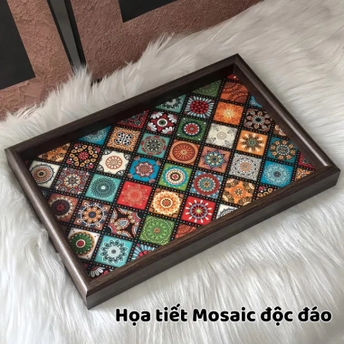 Khay Trà Gỗ GoMarket Họa Tiết Mosaic Đa Năng - Trang Trí Nhà Cửa Sang Trọng, Giá 66.000 (Giá gốc 85.140) 4