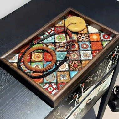 Khay Trà Hoạ Tiết Hoa Văn Thổ Cẩm Decor Phòng Khách Siêu Đẹp Giá 48.800₫ 6