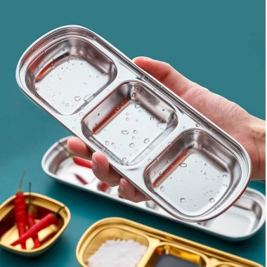 Khay Vàng Nhiều Ngăn TAMUSHOP92 - Đĩa Nước Chấm, Đựng Gia Vị 3-4 Ngăn Inox Mạ Nhỏ, Giá 30.600 VND