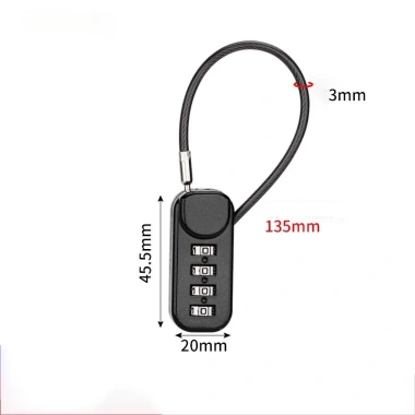 Khóa dây cáp thép 4 số - Ổ khóa vali du lịch mật khẩu, chống mài mòn, giảm 23%