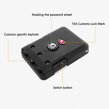 Khóa mật khẩu hải quan LLCY 3 số TSA Khóa bắt ổ bảo mật di động cho vali hành lý
