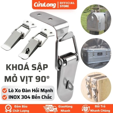 Khóa Mỏ Vịt Inox 304 Góc 90° – Khoá Gài Nhanh, Chốt Sập Cho Hộp Gỗ, Tủ Điện, Vali, Thùng Dụng Cụ – 16.000₫