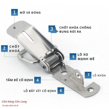 Khóa Mỏ Vịt Inox 304 Góc 90° – Khoá Gài Nhanh, Chốt Sập Cho Hộp Gỗ, Tủ Điện, Vali, Thùng Dụng Cụ – 16.000₫