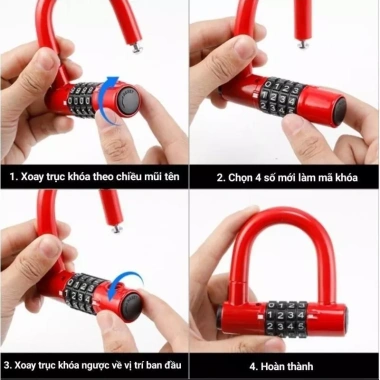 Khóa số chữ U khung càng dài 1,5 tấc (15cm) - 2 tấc (20cm) giá ưu đãi 83.000₫