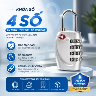 Khóa Số SLug Rời Gắn Vali 4 Mã Số Bảo Mật Cao Tiêu Chuẩn TSA Hợp Kim Cao Cấp