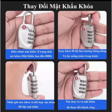Khóa Số SLug Rời Gắn Vali 4 Mã Số Bảo Mật Cao Tiêu Chuẩn TSA Hợp Kim Cao Cấp