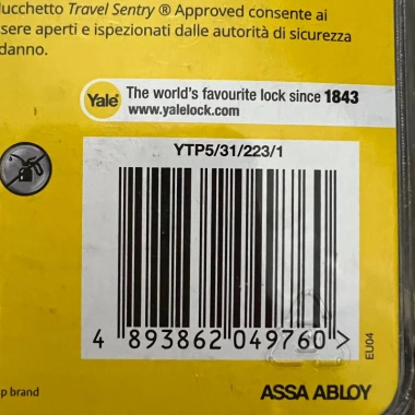 Khóa vali 4 số Yale YTP5/31/228/1 TSA 31mm - MSOFT giá ưu đãi 227.500 VND