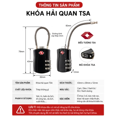 Khóa Vali TSA Tiêu Chuẩn Quốc Tế - Bảo Mật Cao, Giá Ưu Đãi 135.000 VND 8