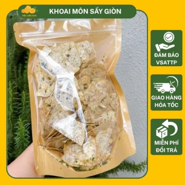 Khoai môn lát sấy satế hành giòn cay, ăn vặt, ít dầu, giảm giá 20% gói 250g/500g
