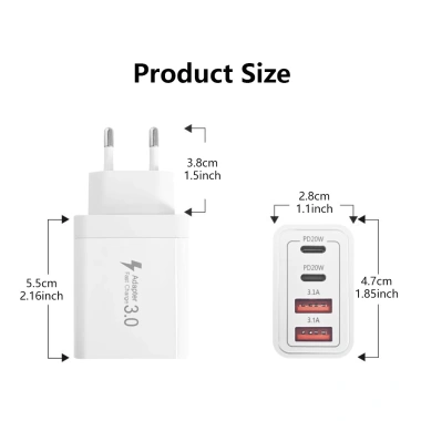 Khối sạc du lịch đa cổng 35W Type-C USB-A EU Dual PD 3.0 QC, 4 cổng, hỗ trợ iPhone 17/16/15, giá 111.100₫