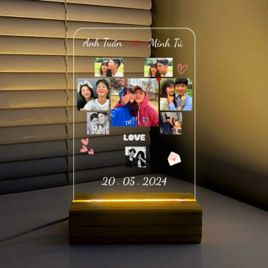 Khung Ảnh Mica Đế LED In Ảnh Theo Yêu Cầu - Quà Valentine, Kỷ Niệm Tình Yêu, Giao Hỏa Tốc