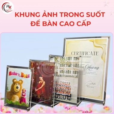 Khung ảnh Mica trong suốt đa kích thước A6-A3 - Khung bằng khen, chân ốc Inox, giảm còn 45.000₫